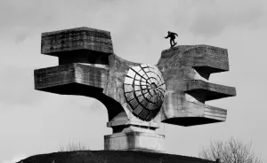 Skateboarding On A Giant Yugoslavian Monument