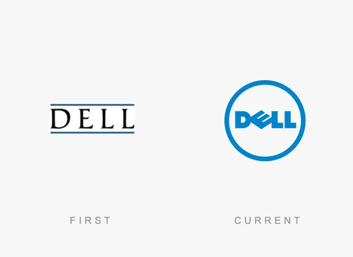 First and current Dell famous logos side by side.