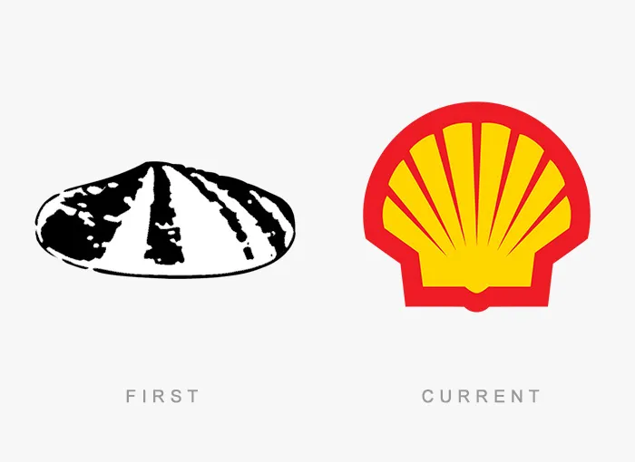 First and current famous shell logos comparison.