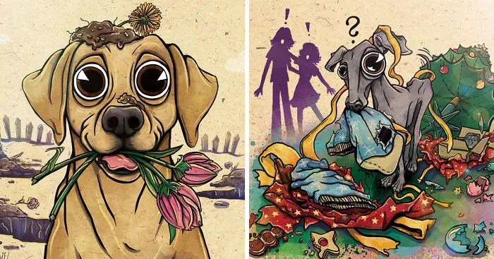 I Create Funny Comic-Style Portraits Of Dogs