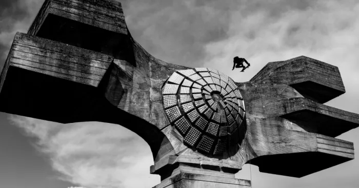 Skateboarding On A Giant Yugoslavian Monument