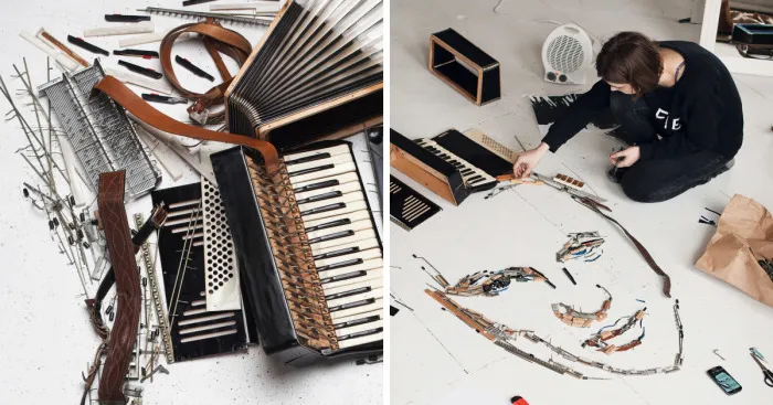I Made A Portrait Of An Accordionist From Real Accordions