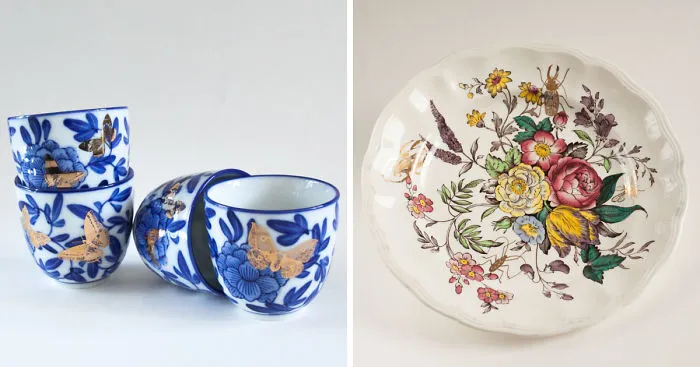 I Add 22 Carat Gold Insects To Vintage Pottery To Bring Them Back To Life