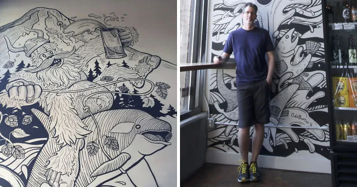 I Spent 52 Hours Painting Sasquatch Riding An Orca On The Wall
