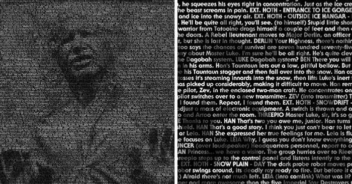I Used The Empire Strikes Back Script To Create A Typographic Life Sized Han Solo In Carbonite