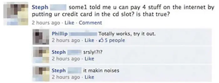 Embarrassing Facebook Status