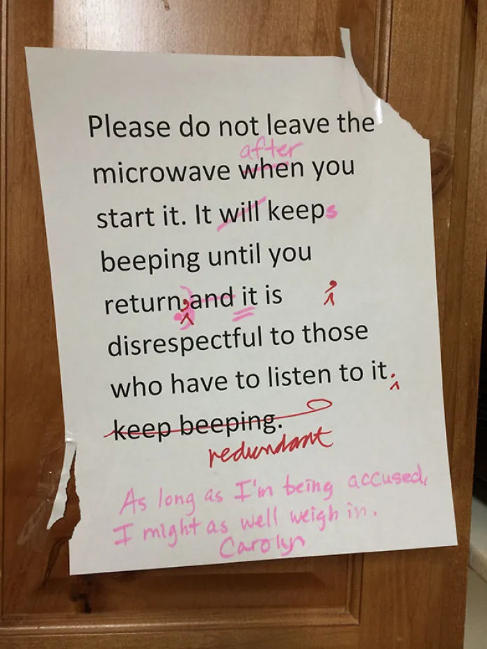 When You Leave A Note In An Office Full Of Editors
