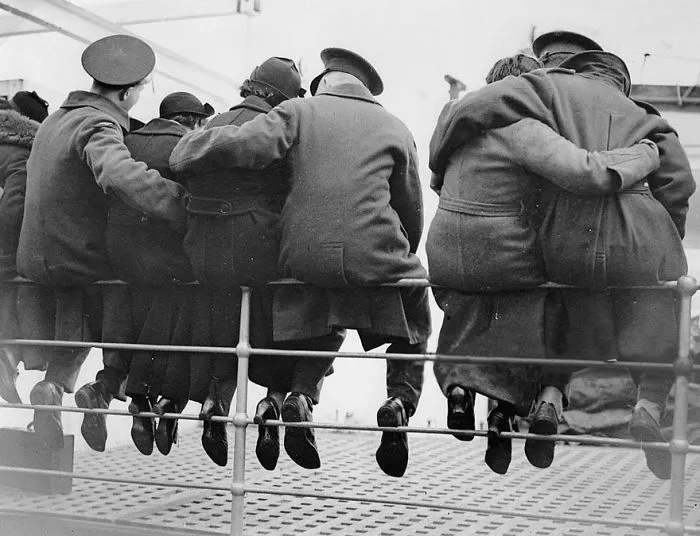 English Soldiers Saying Goodbye To Their Wives, Getting Ready To Go To Egypt, 1937