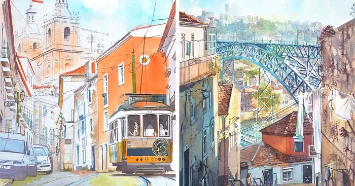 Portuguese Dream In Beautiful Architectural Watercolors