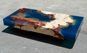My Recent Nature-Inspired Table That I Made By Merging Resin With Cut Travertine Marble