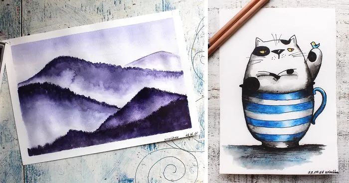 I Haven't Painted A Single Pic For 3 Years Since My Son Was Born, So I Started This 365 Watercolor Challenge