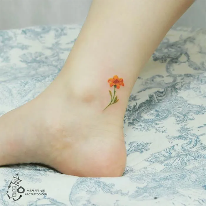 Foot And Ankle Flower Tattoo