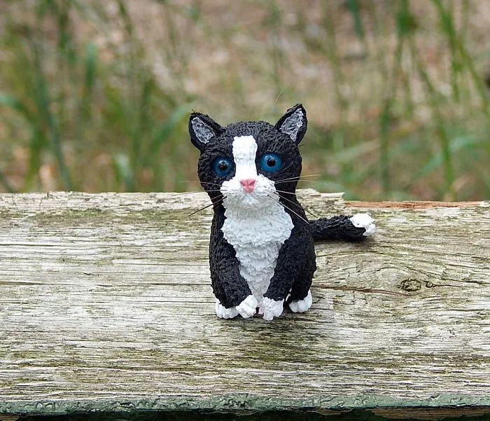 I Made This Black And White Cat Figure Out Of Clay