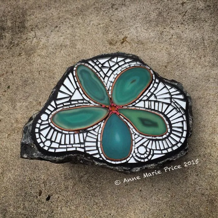 As A Way To Relax, I Make These Colorful Mosaics On Stones