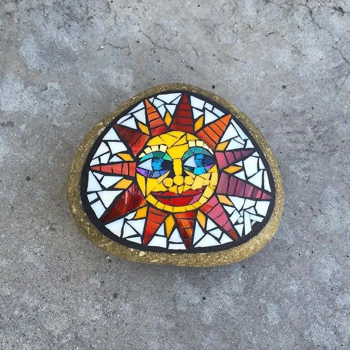As A Way To Relax, I Make These Colorful Mosaics On Stones