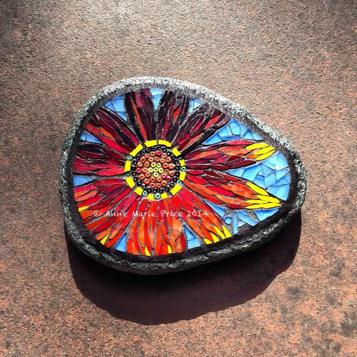 As A Way To Relax, I Make These Colorful Mosaics On Stones