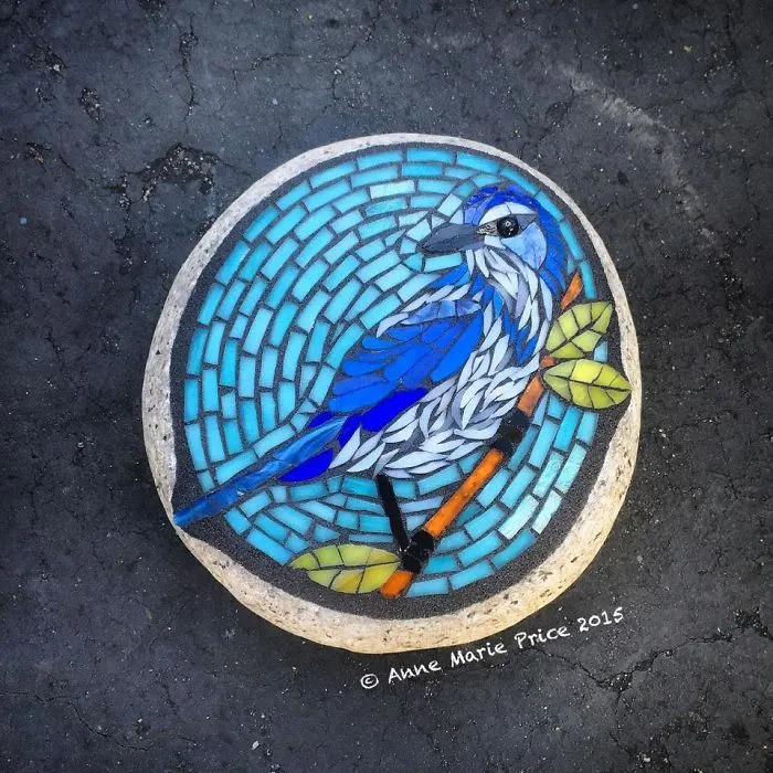 As A Way To Relax, I Make These Colorful Mosaics On Stones
