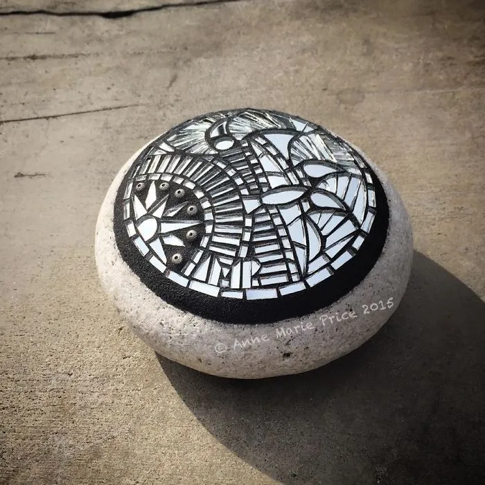 As A Way To Relax, I Make These Colorful Mosaics On Stones