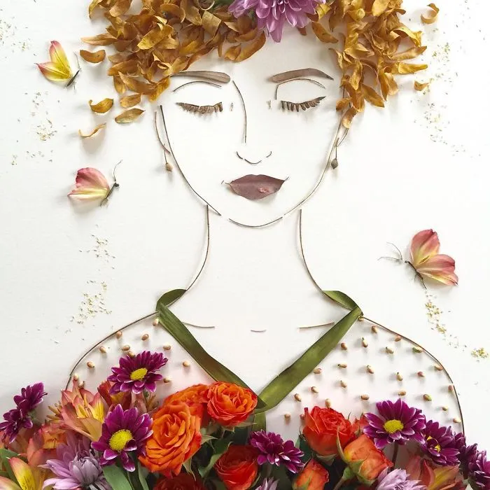I Balance Twigs And Flowers To Create Intricate Portraits Out Of Mother Nature