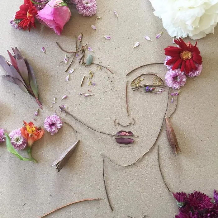 I Balance Twigs And Flowers To Create Intricate Portraits Out Of Mother Nature