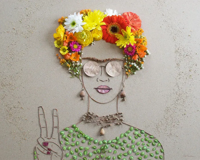I Balance Twigs And Flowers To Create Intricate Portraits Out Of Mother Nature