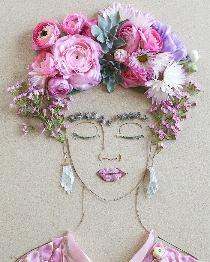 I Balance Twigs And Flowers To Create Intricate Portraits Out Of Mother Nature