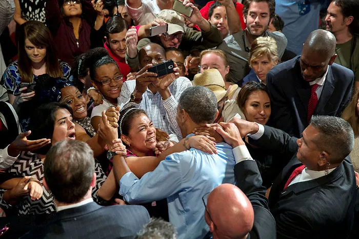 President Barack Obama Greets Audience Members After He Delivers Remarks On The Economy At The Paramount Theatre In Austin, Texas