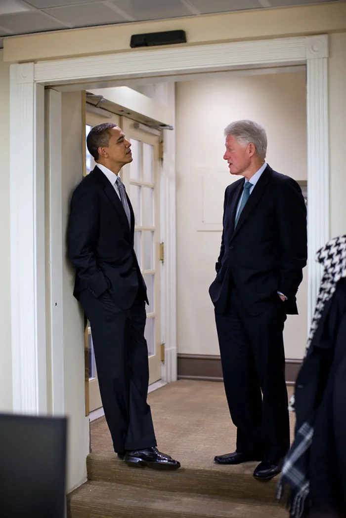 Two Presidents Waiting Near Locked Door