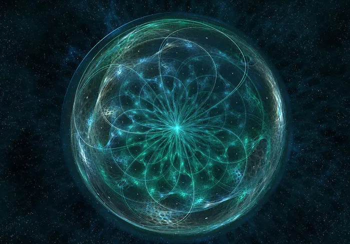 Intricate green galaxy wallpaper, perfect for celebrating Studio Ghibli's birthday on your smartphone.