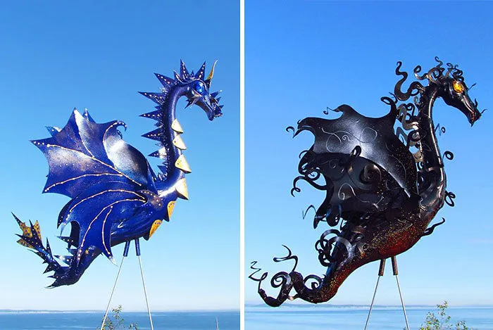 Dragon Flamingo Garden Sculpture