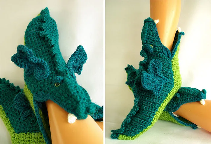 Crochet Dragon Slippers