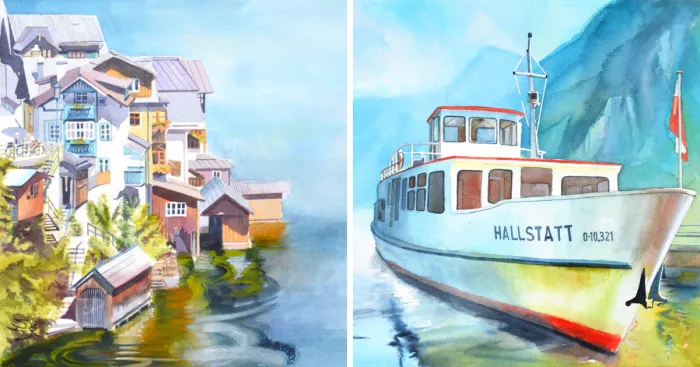 Ukrainian Artists Draws Austrian Village That Came Straight Out Of A Fairy Tale