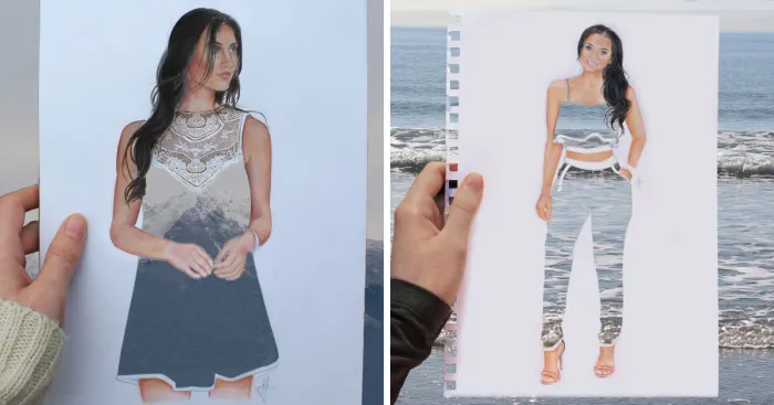 I Turn My Drawings Into Double Exposure Fashion
