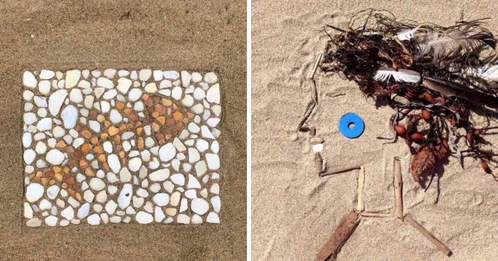 I Create Temporary Beach Mosaics From Things I Find There