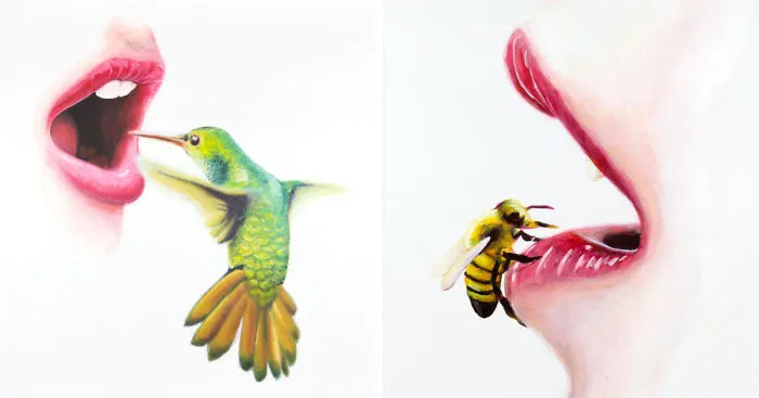 I Painted Bees And Birds On Women's Lips