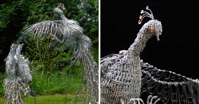 I've Created This Sculpture Using Hundreds Of Meters Of Galvanised Steel And Copper Wire