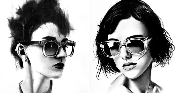 I Drew Sunny Girls Using Charcoal
