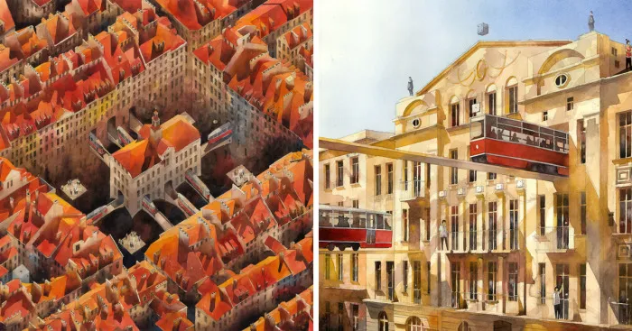 Polish Watercolor Artist Changes Routes Of Trams In His Hometown Warsaw