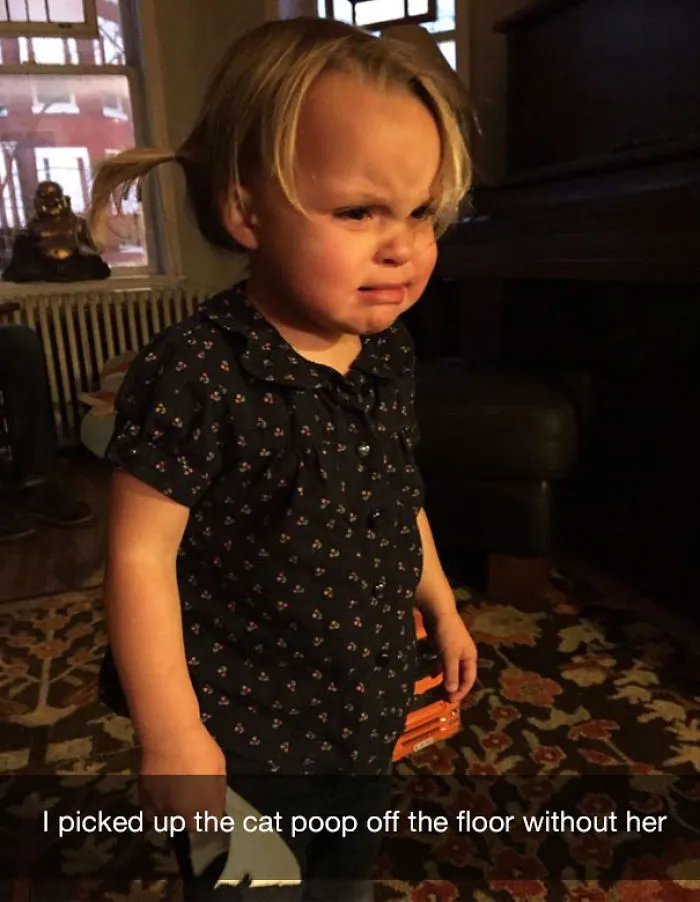 I picked up the cat poop off the floor without her