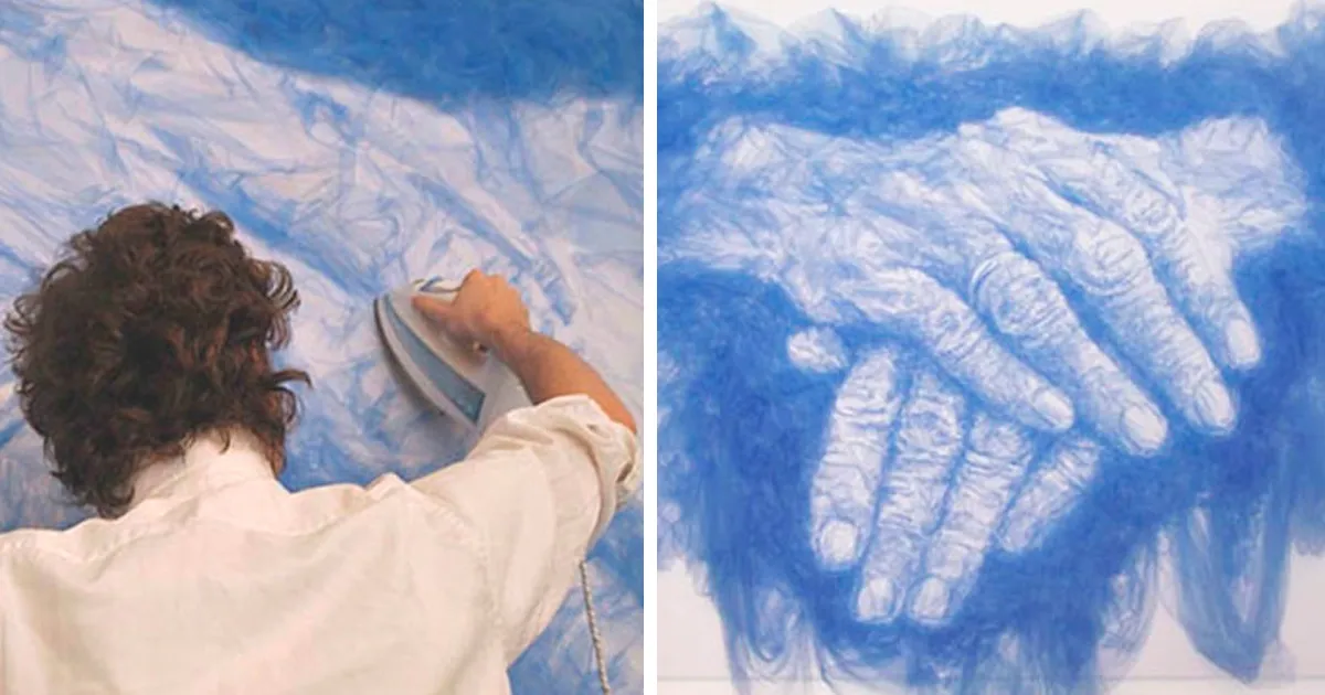 Artist Irons Fabric To Create Stunning "Paintings" (Video)