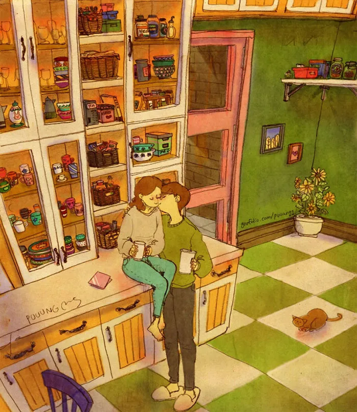 Kissing While Drinking Coffee