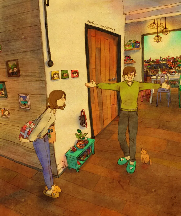 Greeting Her With A Big Hug When She Comes Home