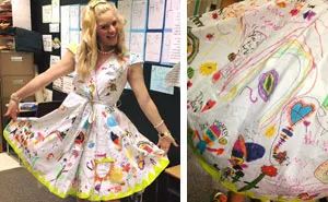 First-Grade Teacher Lets Students Draw On Her Dress For Last Day Of School