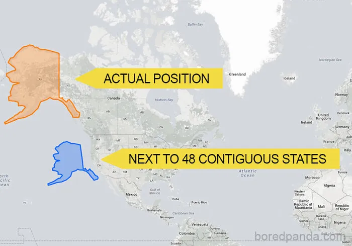 Alaska no parece tan grande comparada con los otros estados