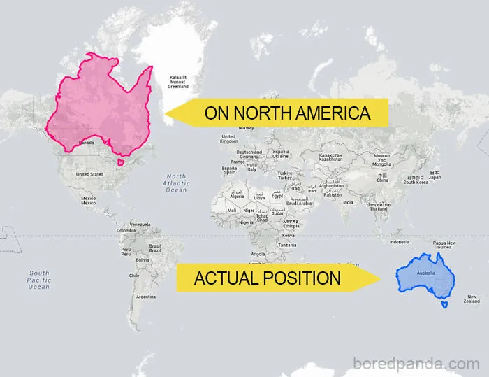 Australia en Norteamérica se vuelve enorme