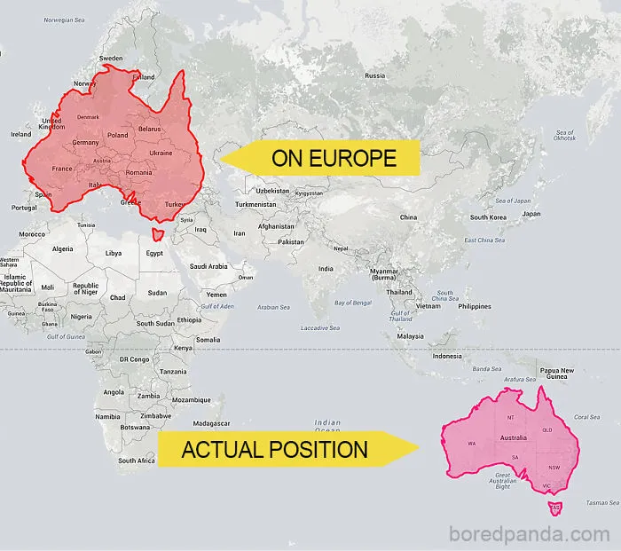 Australia es tan grande que cubriría casi toda Europa