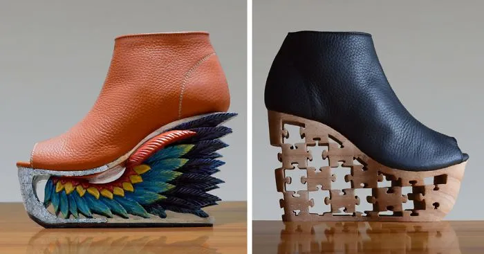 Beautifully Detailed Wooden Heels Carved Using Ancient Vietnamese Pagoda Techniques