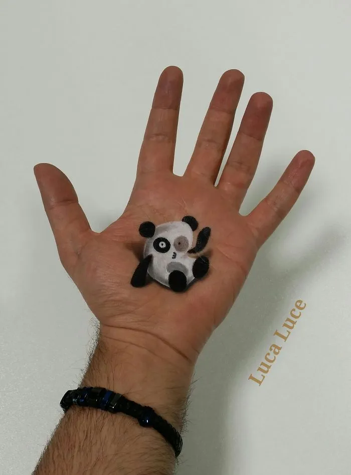 Mind-Bending 3D Optical Illusions On The Palm Of My Hand (+ Bonus Panda)