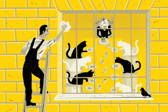 “I Work As A Window Cleaner So I Often See Into People’s Homes While I’m Working – It’s Hard To Avoid. The Strangest Thing I’ve Ever Seen Was An Old Lady Eating Dinner At A Table Completely Surrounded By Her Cats, Who Were Also Eating Dinner.”