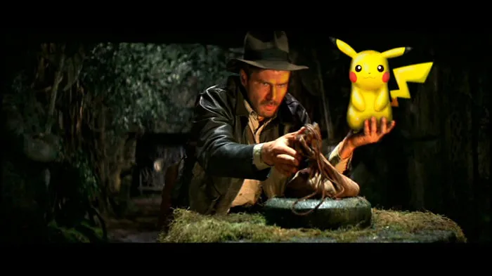 Pikachu As An Idol In Indiana Jones